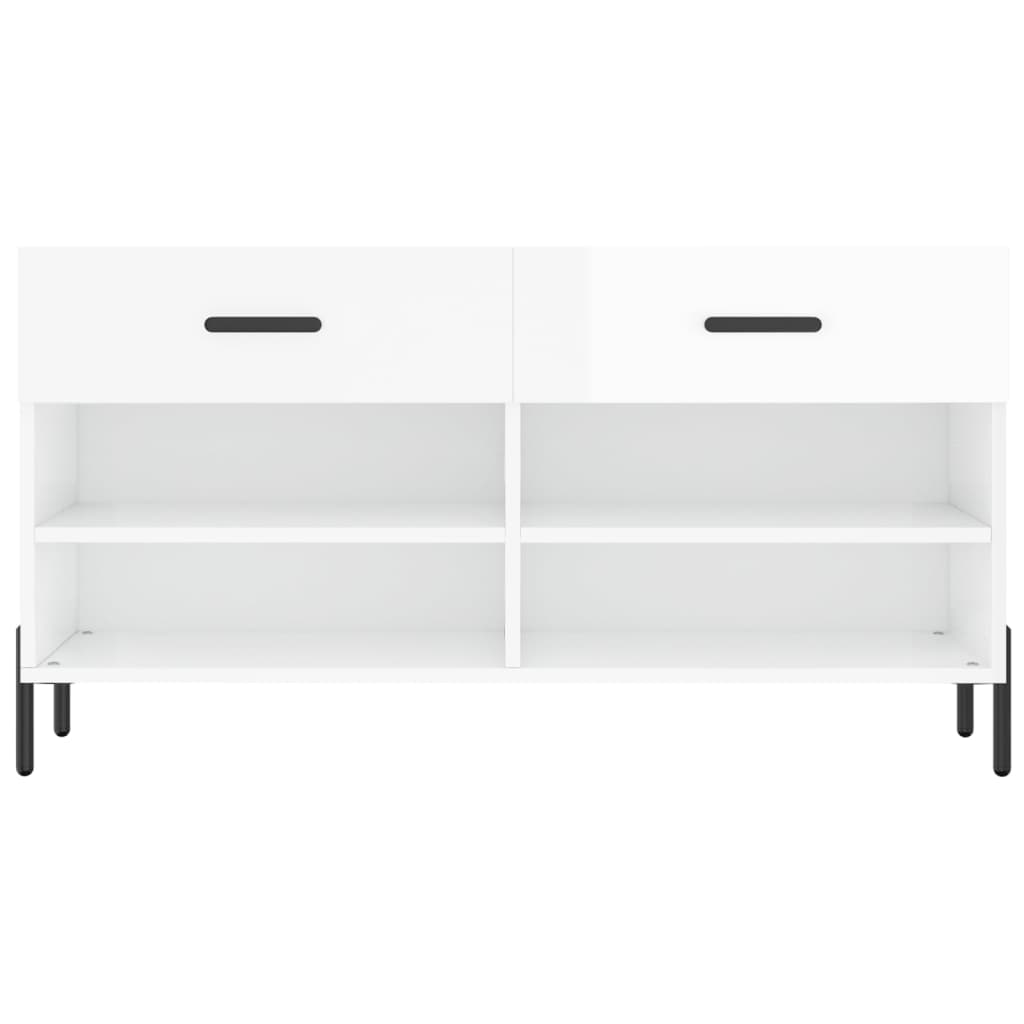 Banco sapateira 102x35x55 cm derivados madeira branco brilhante