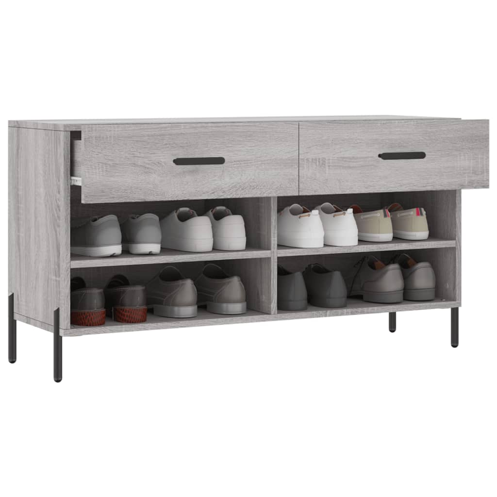 Banco sapateira 102x35x55 cm derivados madeira cinzento sonoma