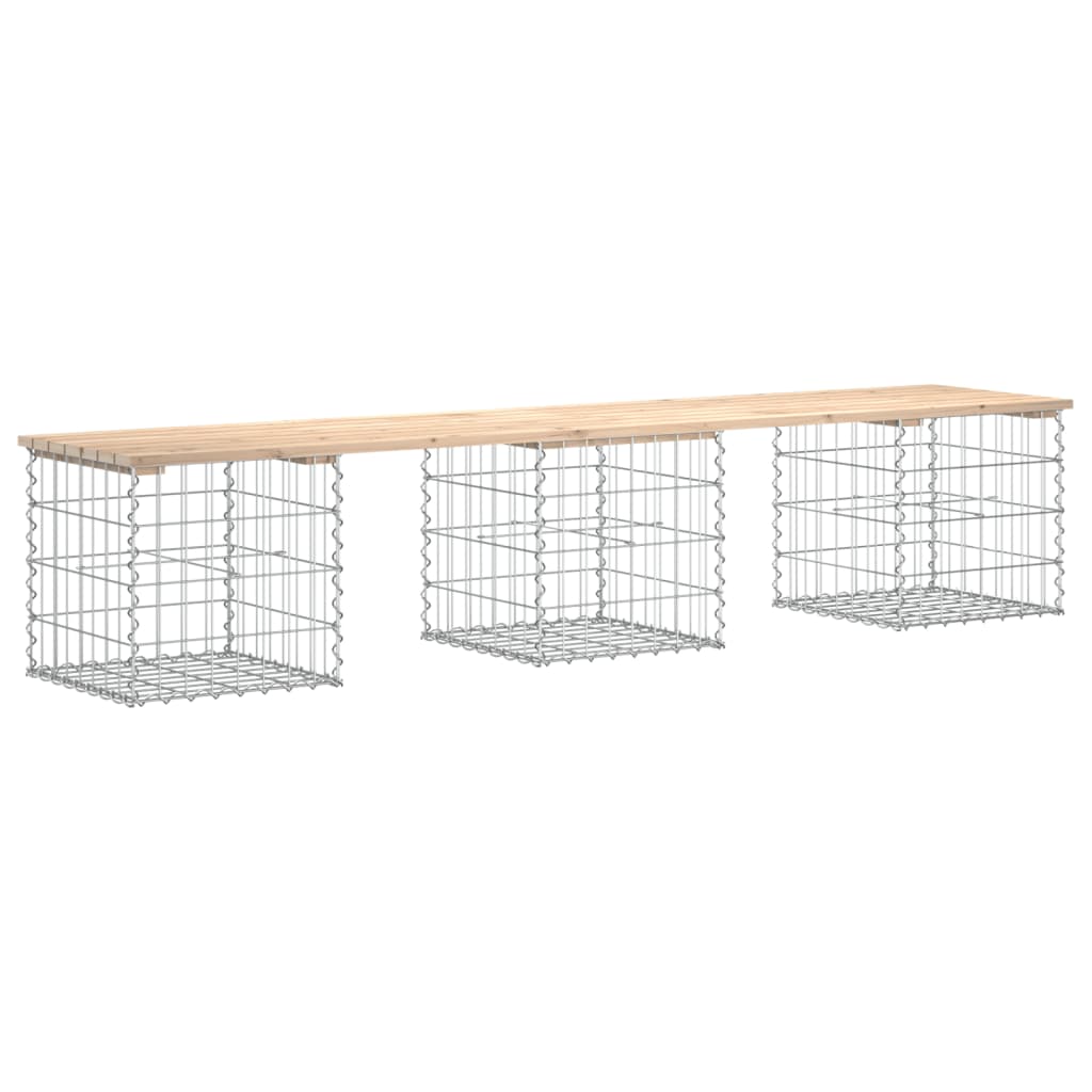 Banco de jardim c/ design gabião 203x44x42 cm pinho maciço