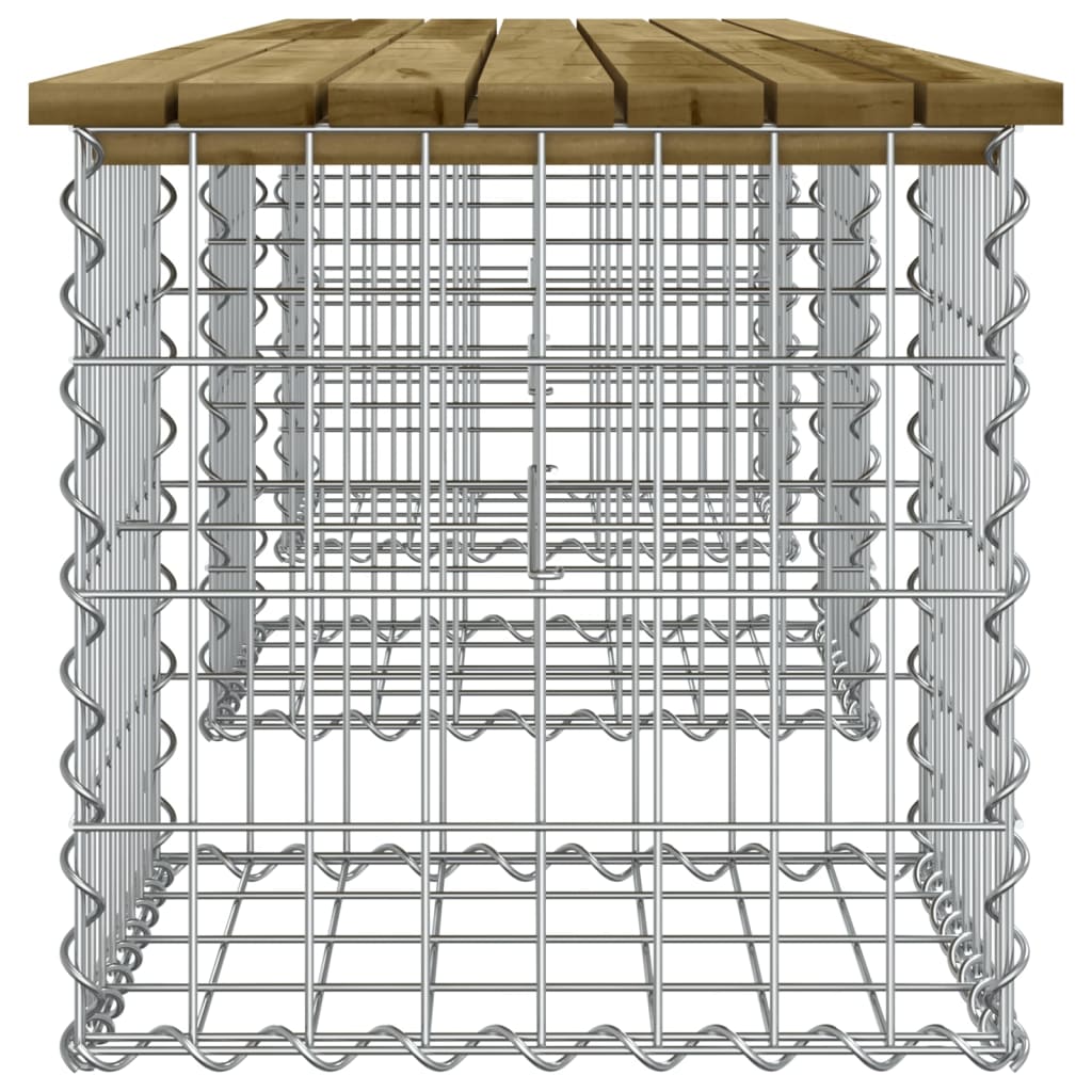 Banco de jardim c/ design gabião 203x44x42 cm pinho impregnado