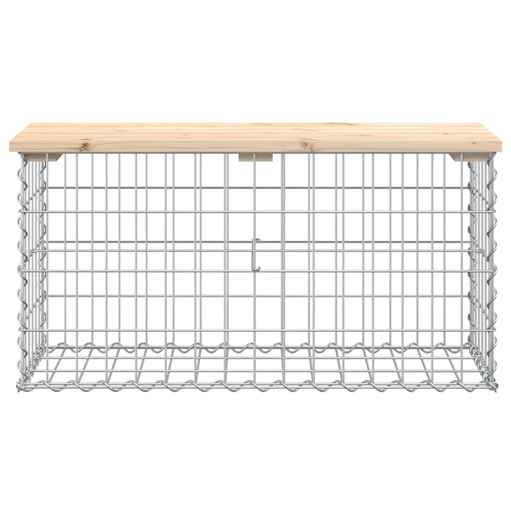 Banco de jardim c/ design gabião 83x31,5x42 cm pinho maciço
