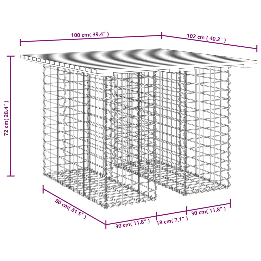 Banco jardim design gabião 100x102x72 cm madeira douglas maciça