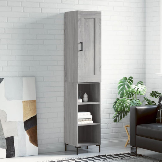 Armário alto 34,5x34x180 cm madeira processada sonoma cinza