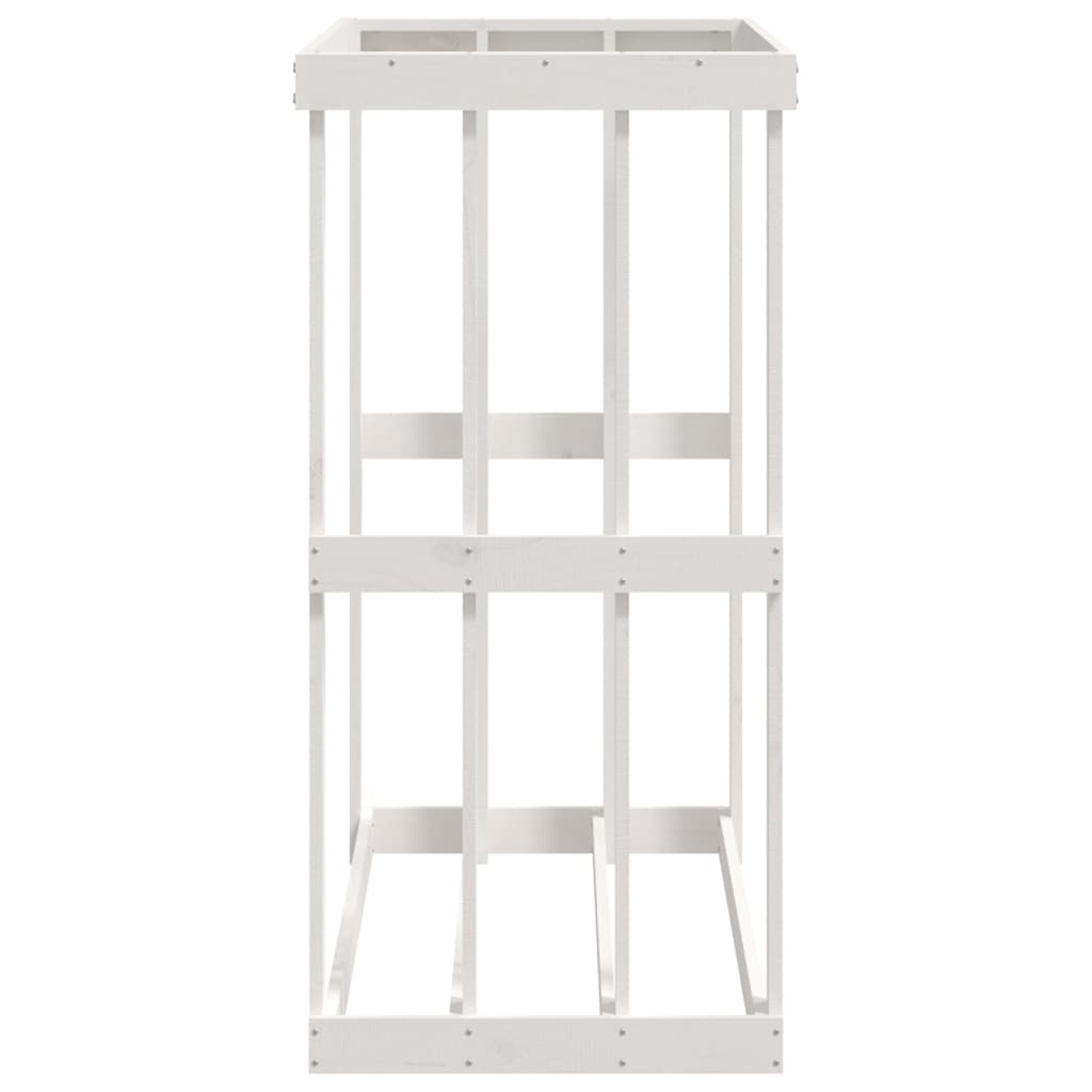 Suporte de lenha p/ exterior 108x52x106 cm pinho maciço branco