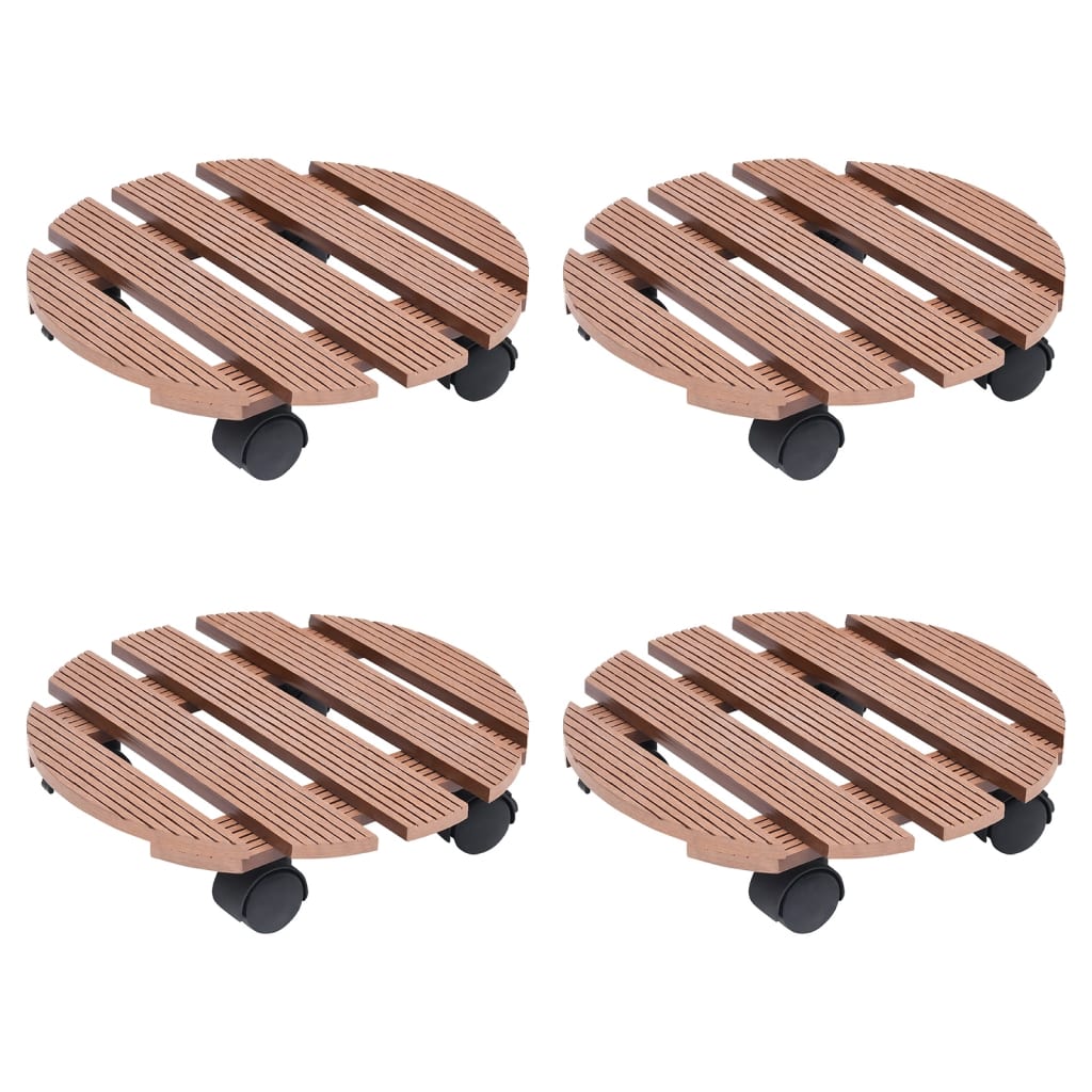 Carrinhos para vasos de plantas 4 pcs Ø30x7,5 cm WPC castanho