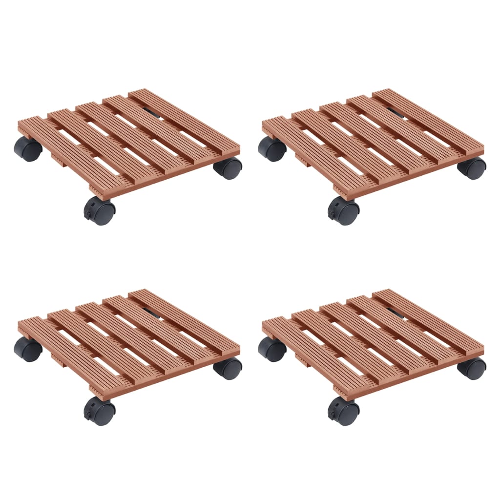 Carrinhos para vasos de plantas 4 pcs 30x30x7,5 cm WPC castanho