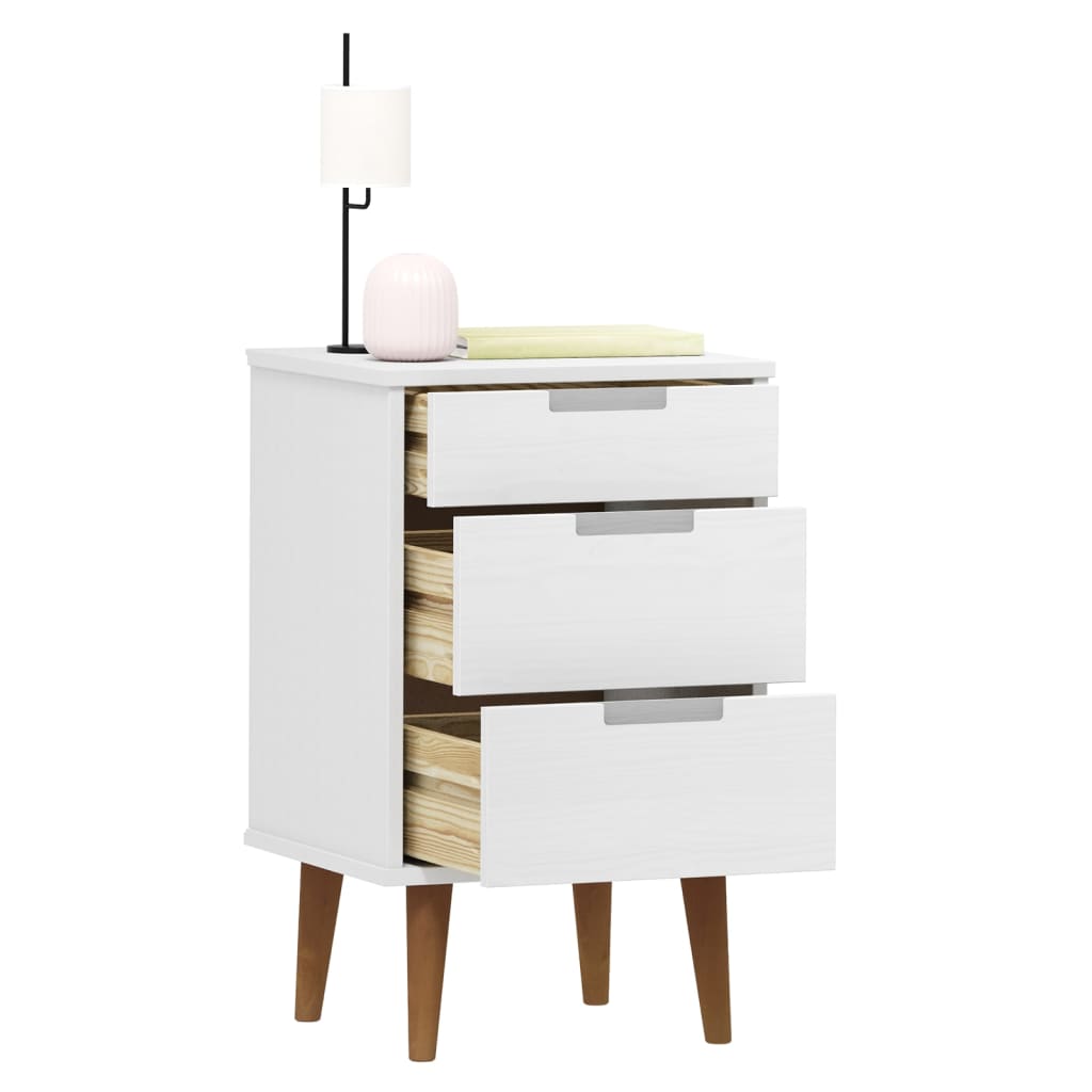 Mesa de cabeceira MOLDE 40x35x65 cm pinho maciço branco