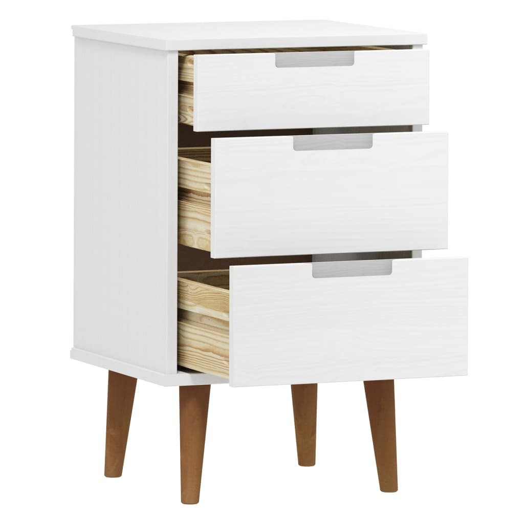 Mesa de cabeceira MOLDE 40x35x65 cm pinho maciço branco