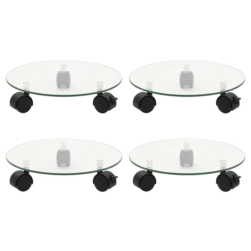 Bases com rodas p/ vasos 4 pcs vidro temperado 28 cm redondo
