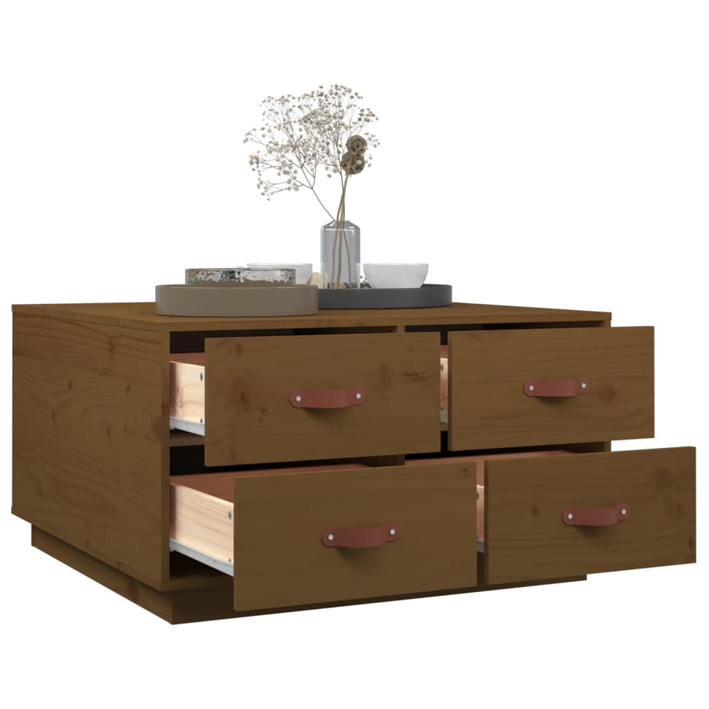 Mesa de centro 80x80x45 cm pinho maciço castanho mel