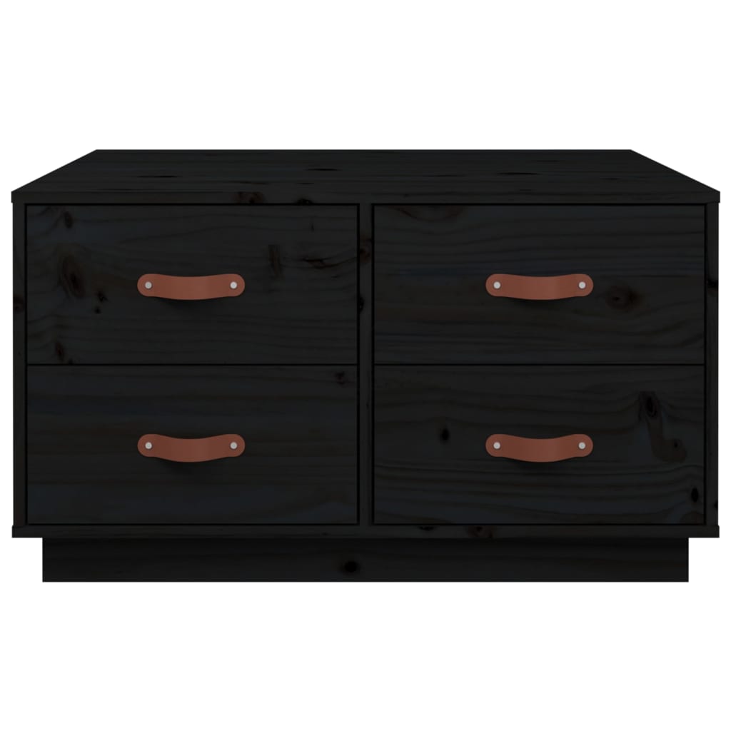 Mesa de centro 80x80x45 cm madeira de pinho maciça preto