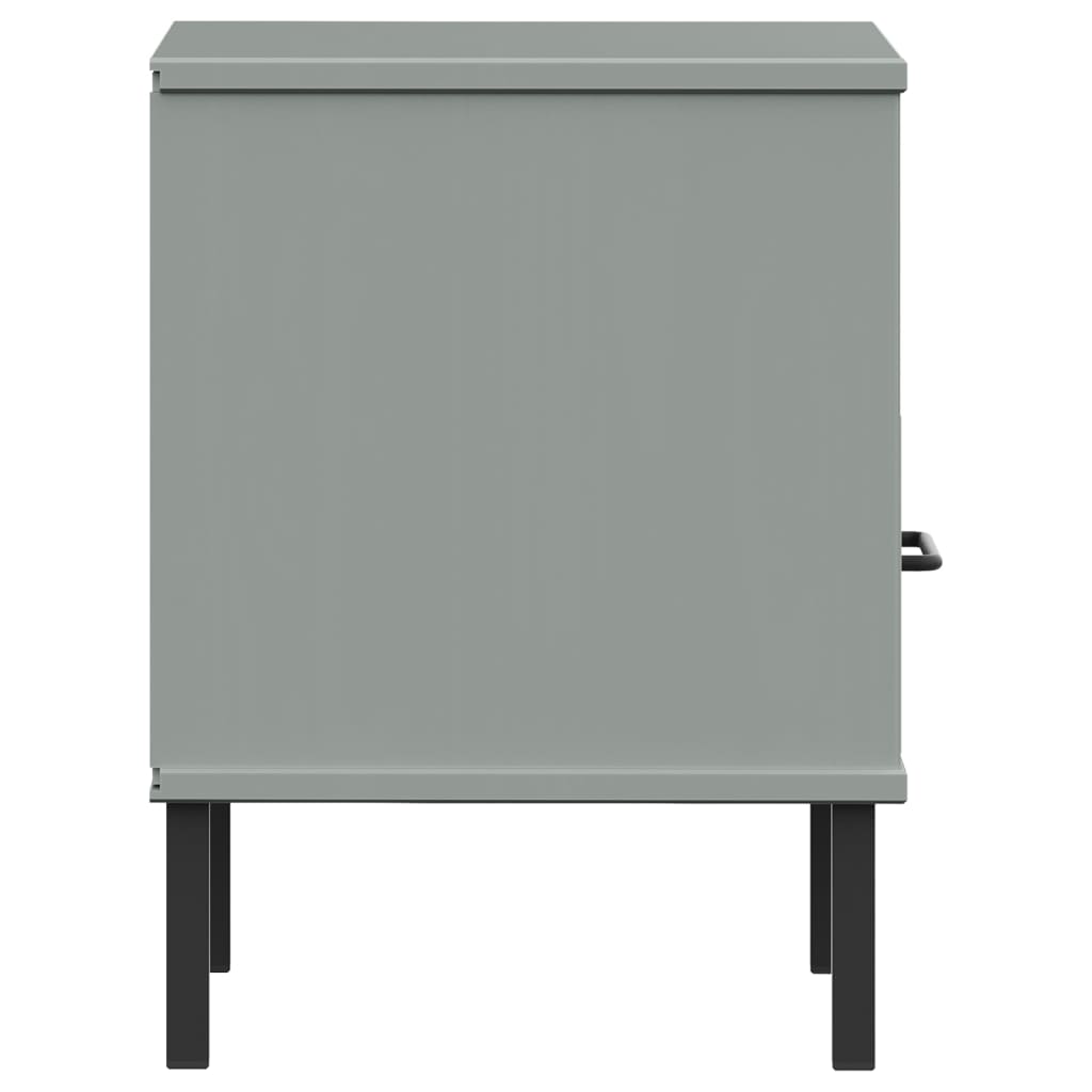 Mesa cabeceira c/ pernas de metal OSLO pinho maciço cinzento