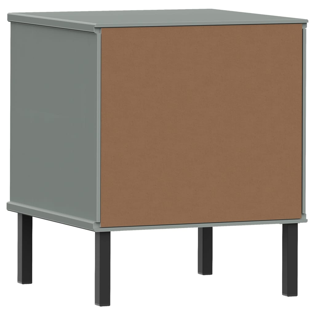 Mesa cabeceira c/ pernas de metal OSLO pinho maciço cinzento