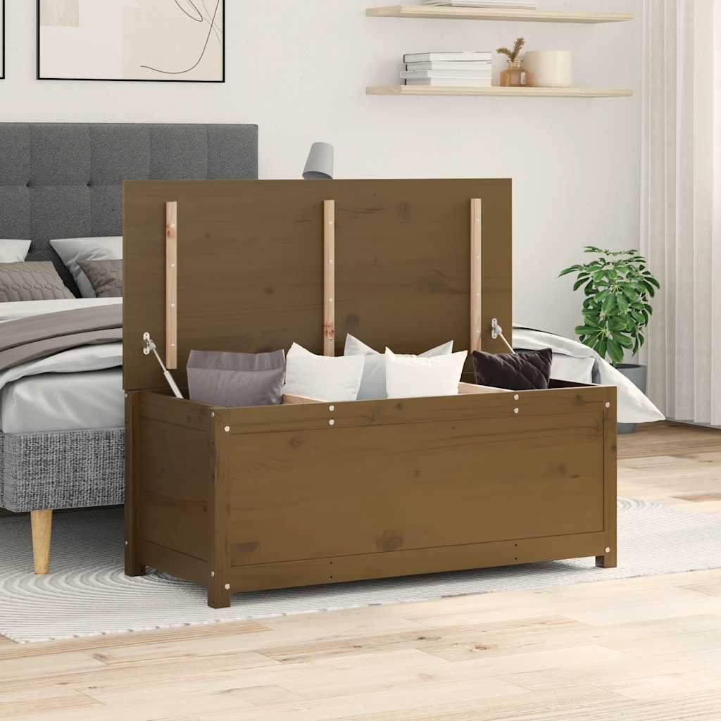 Caixa de arrumação 110x50x45,5 cm pinho maciço castanho-mel