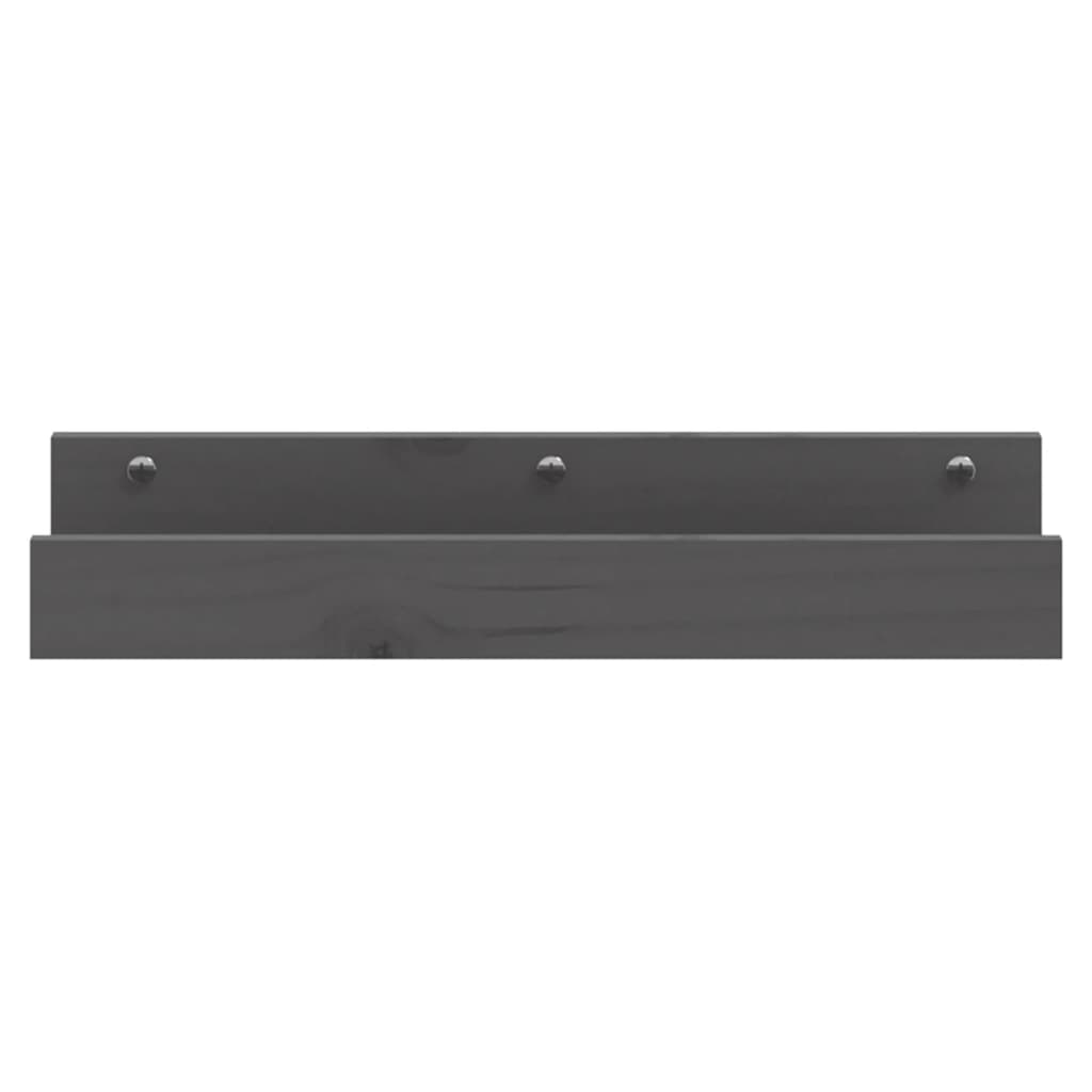 Prateleiras de parede 2 pcs 50x12x9 cm pinho maciço cinzento