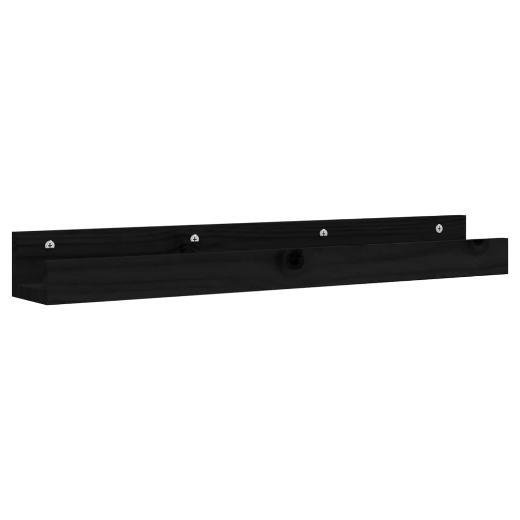 Prateleiras de parede 2 pcs 80x12x9 cm pinho maciço preto