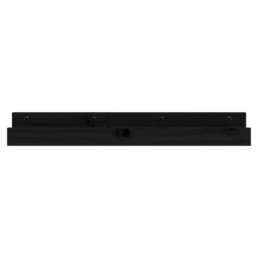 Prateleiras de parede 2 pcs 80x12x9 cm pinho maciço preto