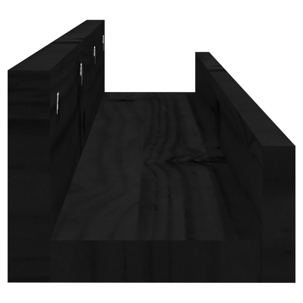 Prateleiras de parede 2 pcs 80x12x9 cm pinho maciço preto