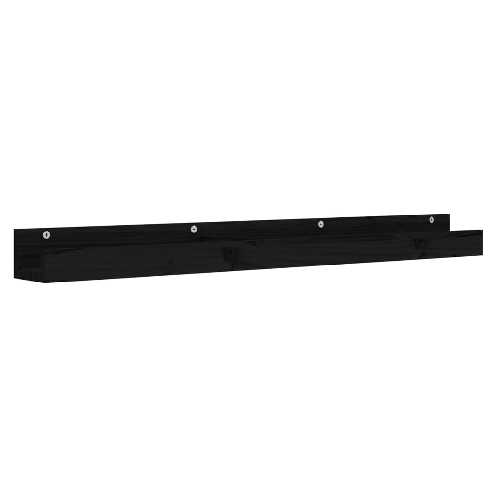 Prateleiras de parede 2 pcs 110x12x9 cm pinho maciço preto