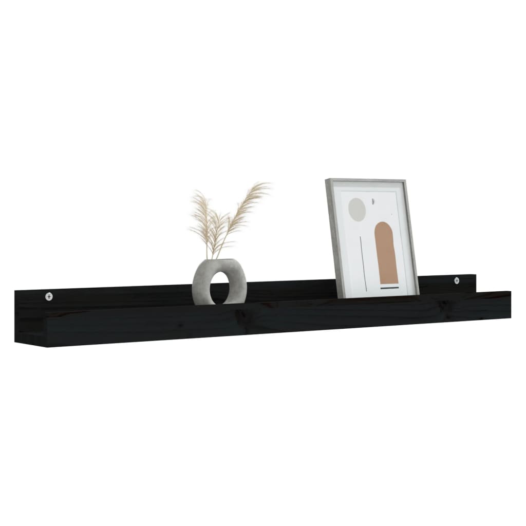 Prateleiras de parede 2 pcs 110x12x9 cm pinho maciço preto