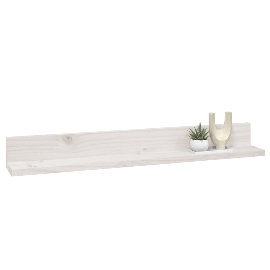 Prateleiras de parede 2 pcs 80x11x9 cm pinho maciço branco
