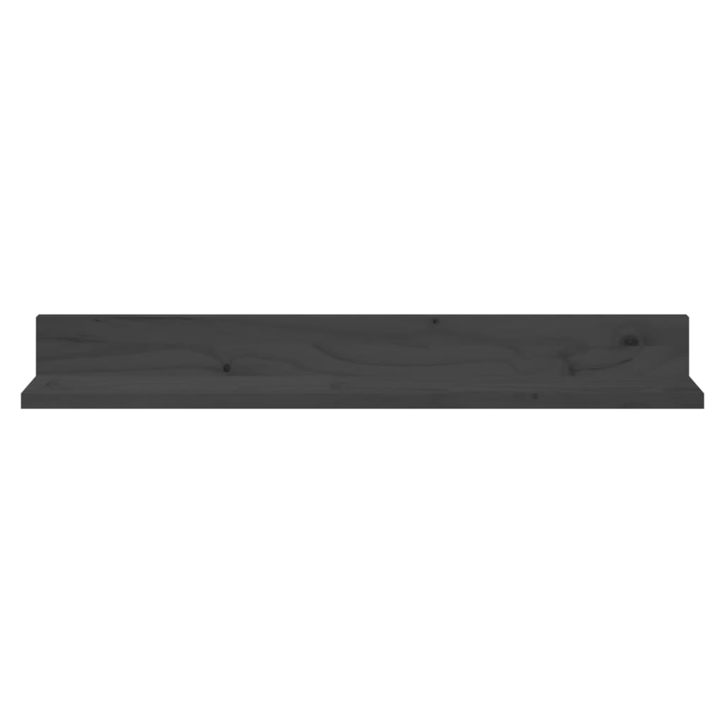 Prateleiras de parede 2 pcs 80x11x9 cm pinho maciço cinzento