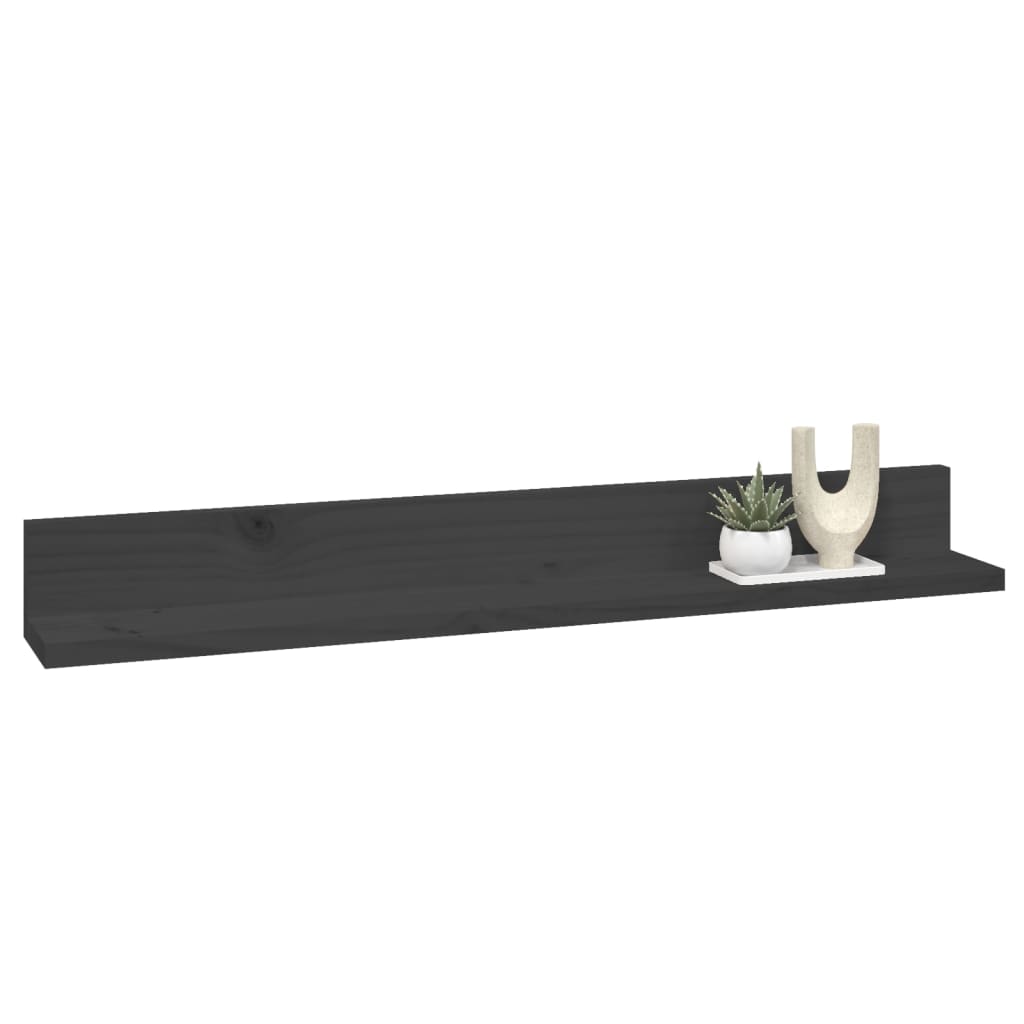 Prateleiras de parede 2 pcs 80x11x9 cm pinho maciço cinzento