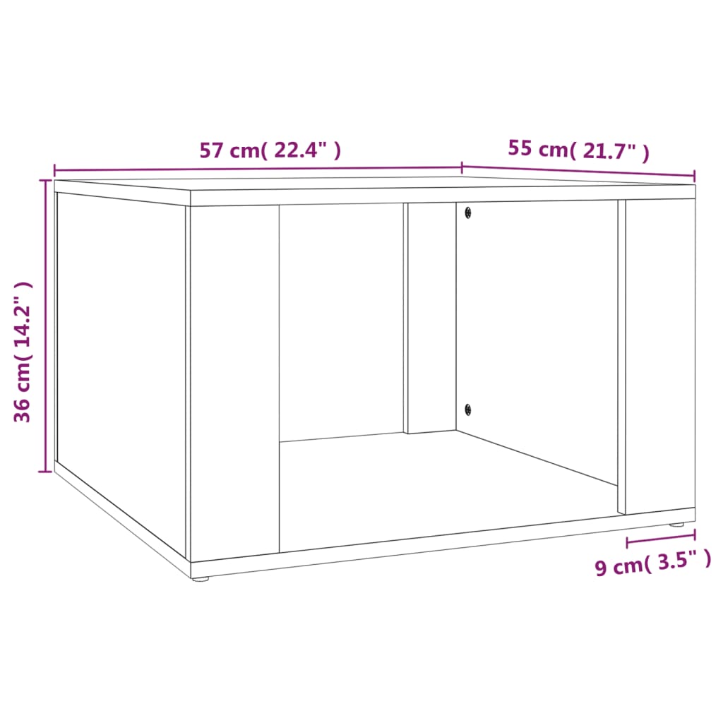 Mesa de cabeceira 57x55x36 cm derivados madeira cinzento sonoma
