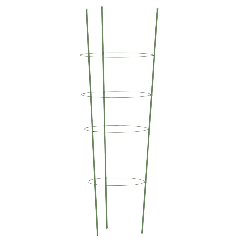 Suportes p/ plantas de jardim c/ 4 anéis 5 pcs 90 cm aço verde