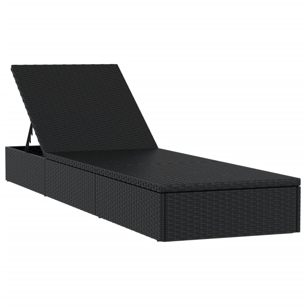 Espreguiçadeira com almofadão preto 201x55x62 cm vime PE