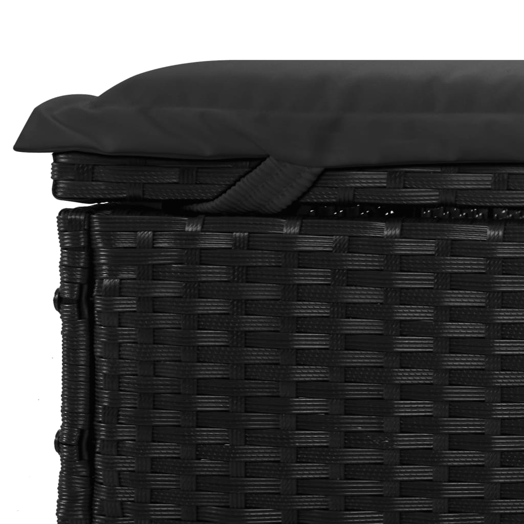 Espreguiçadeira com almofadão preto 201x55x62 cm vime PE