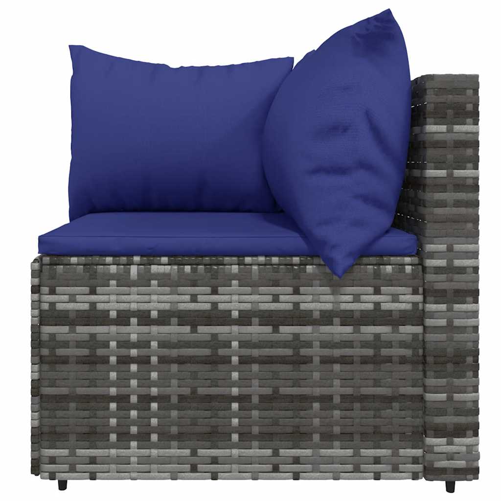 4 pcs conjunto lounge de jardim c/ almofadões vime PE cinzento