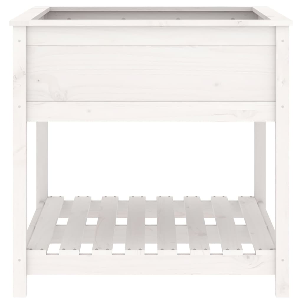 Vaso/floreira com prateleira 82,5x82,5x81cm pinho maciço branco