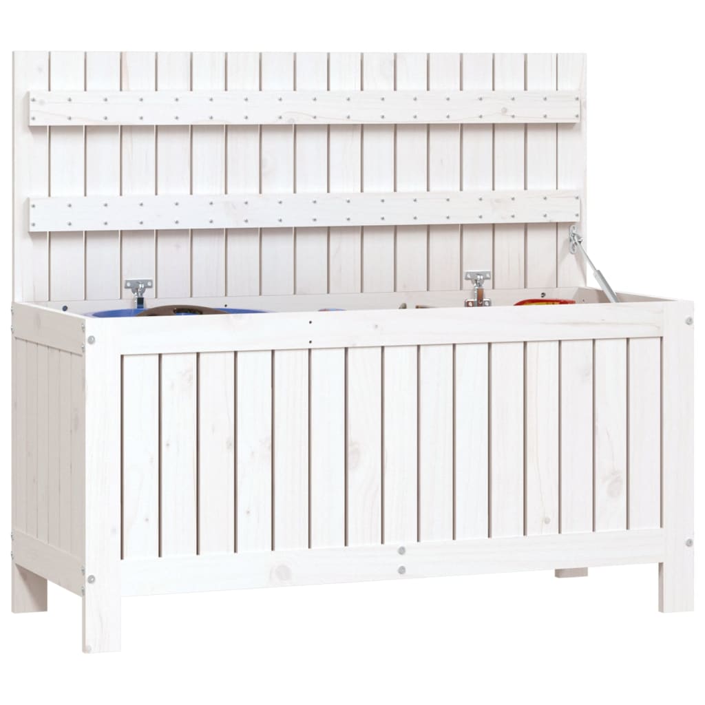 Caixa de arrumação jardim 108x42,5x54 cm pinho maciço branco