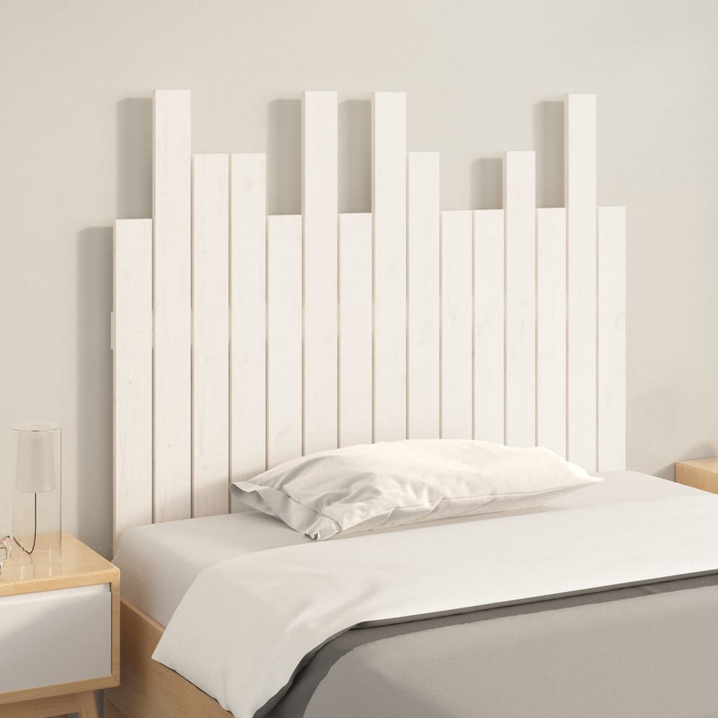 Cabeceira de parede 95,5x3x80 cm madeira de pinho maciça branco