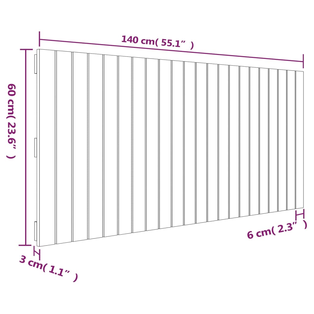 Cabeceira de parede 140x3x60 cm pinho maciço castanho-mel