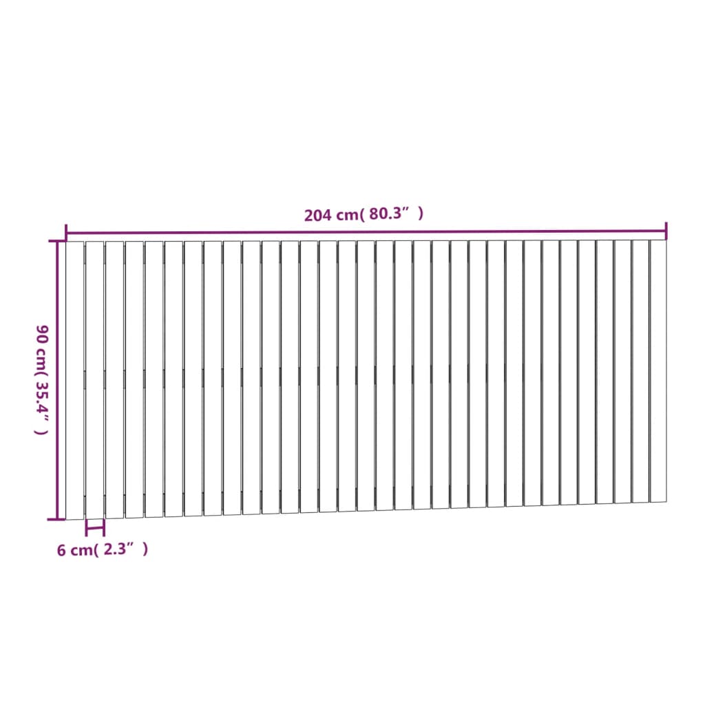 Cabeceira de parede 204x3x90 cm pinho maciço castanho-mel