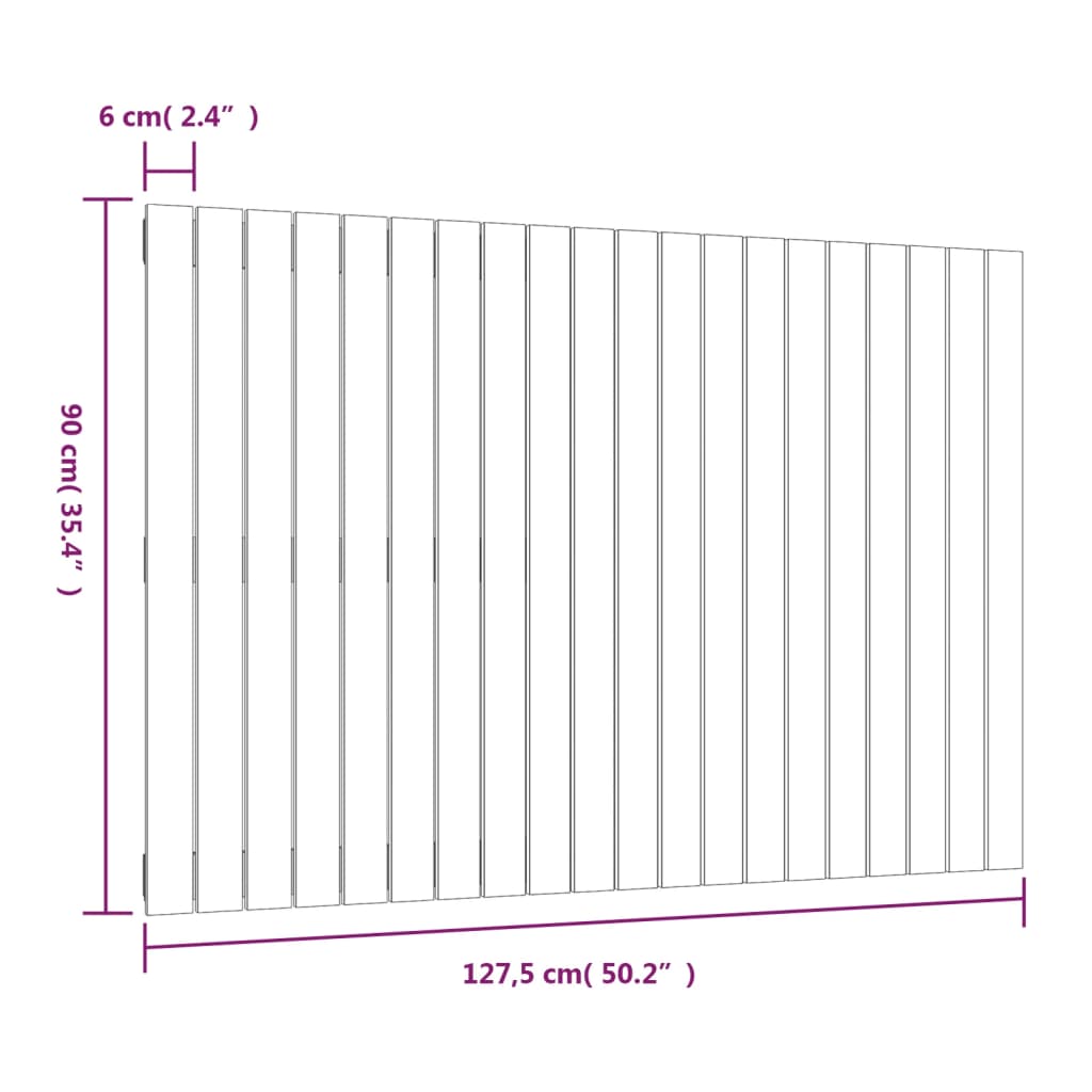Cabeceira de parede 127,5x3x90 cm pinho maciço branco
