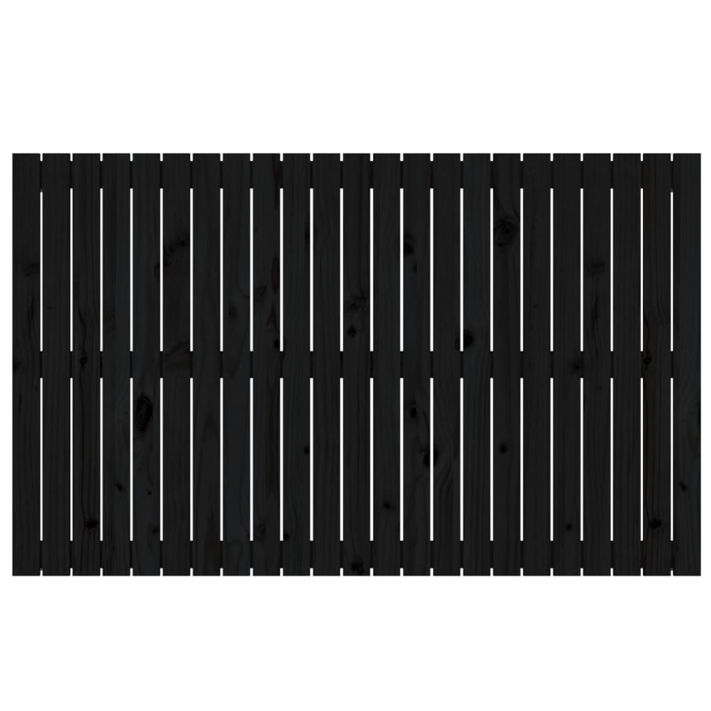 Cabeceira de parede 147x3x90 cm madeira de pinho maciça preto