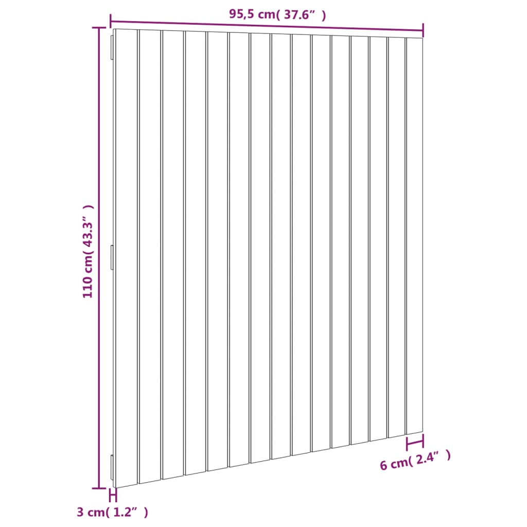 Cabeceira de parede 95,5x3x110 cm pinho maciço castanho-mel