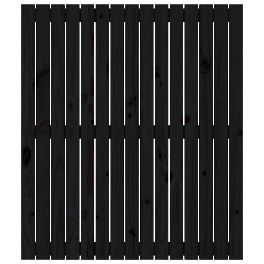 Cabeceira de parede 95,5x3x110 cm madeira de pinho maciça preto