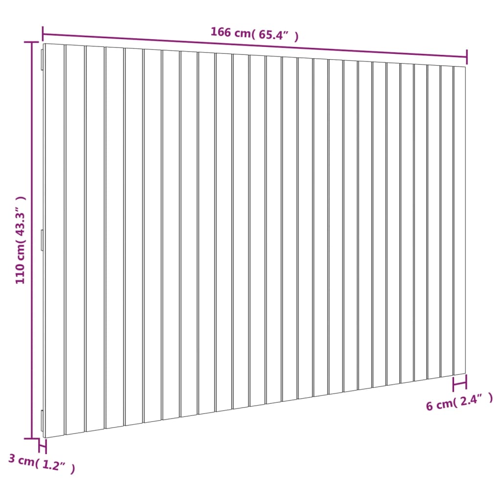 Cabeceira de parede 166x3x110 cm pinho maciço castanho-mel