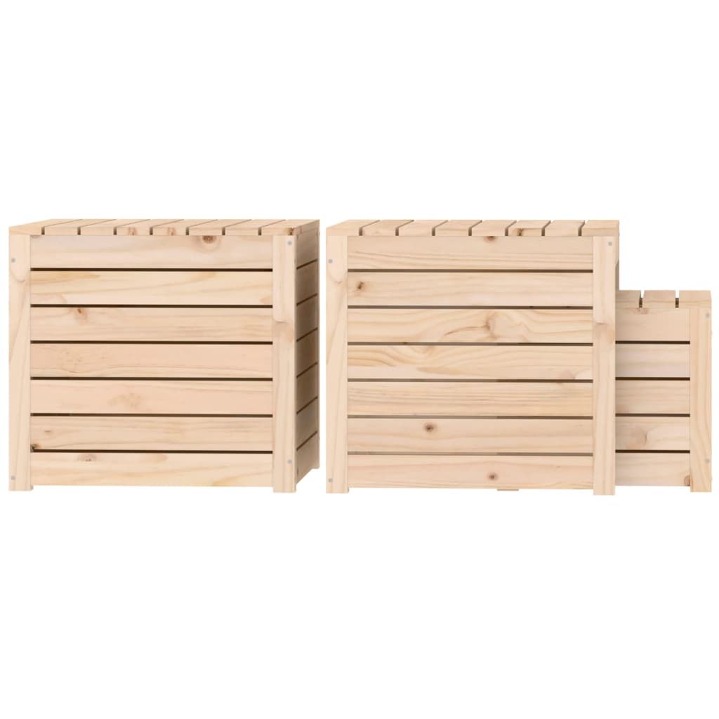 3 pcs conjunto de caixas de jardim madeira de pinho maciça