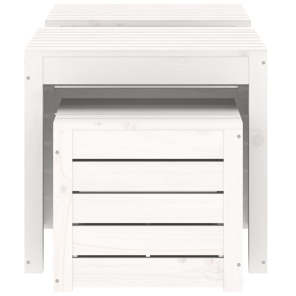 3 pcs conjunto de caixas de jardim pinho maciço branco