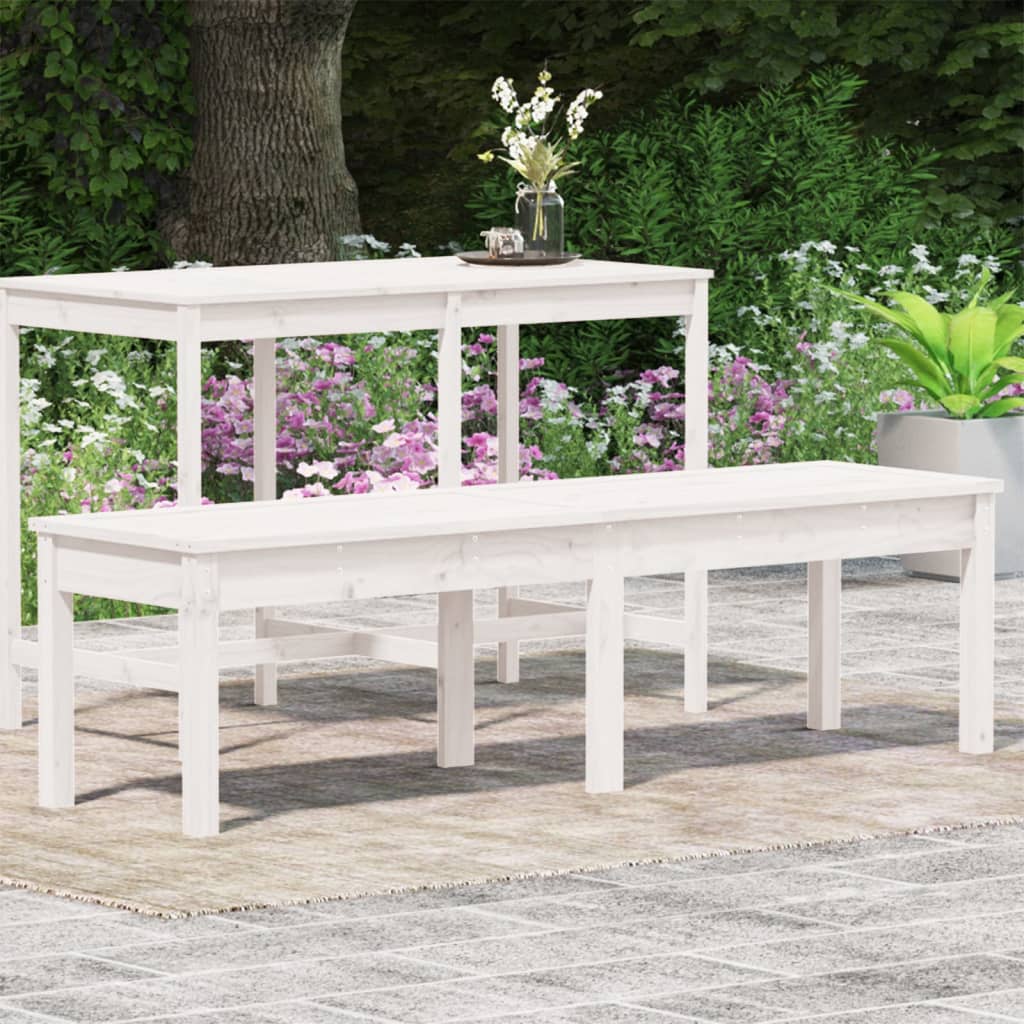 Banco de jardim c/ 2 lugares 159,5x44x45 cm pinho maciço branco