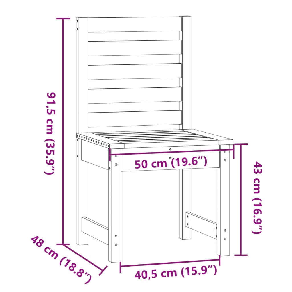 Cadeiras de jardim 2 pcs 50x48x91,5 cm pinho maciço branco