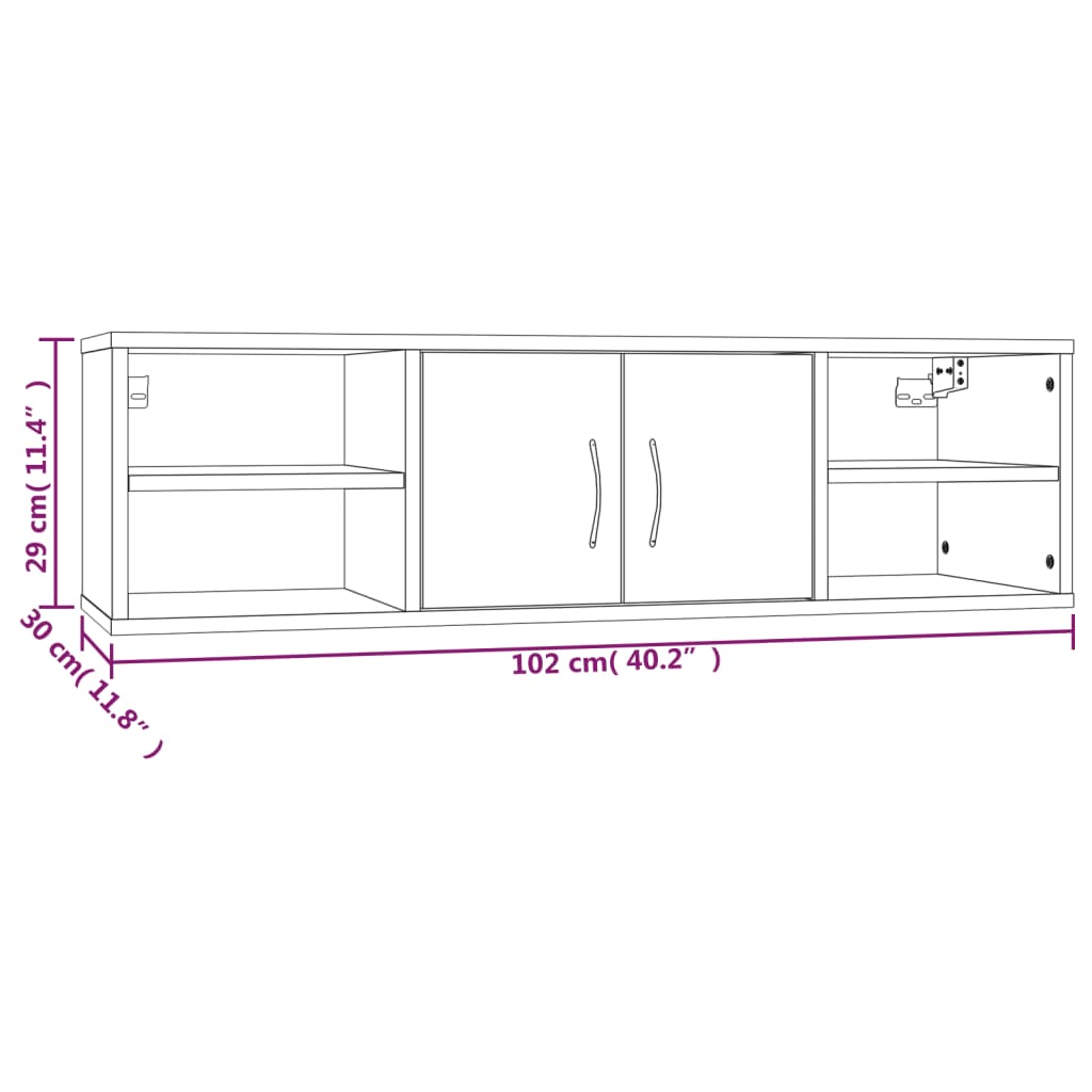 Estante 102x30x29 cm derivados de madeira cinzento sonoma