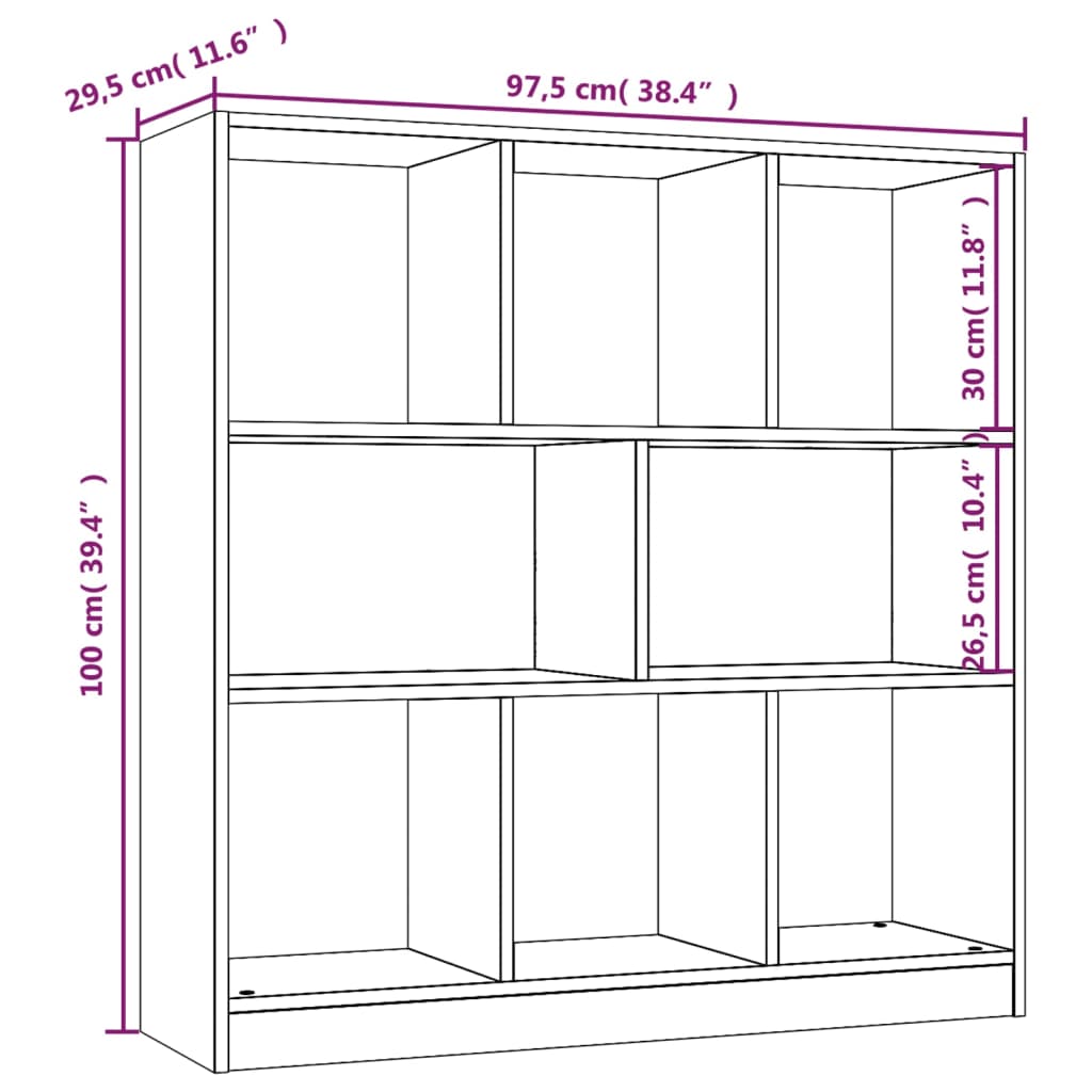 Estante 97,5x29,5x100 cm derivados de madeira cinzento sonoma
