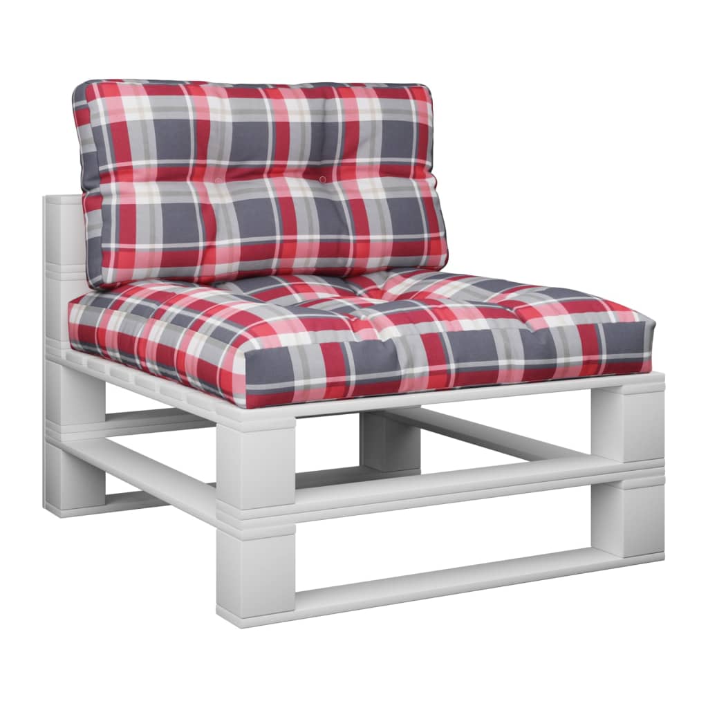 Almofadões para móveis de paletes 2 pcs tecido xadrez vermelho