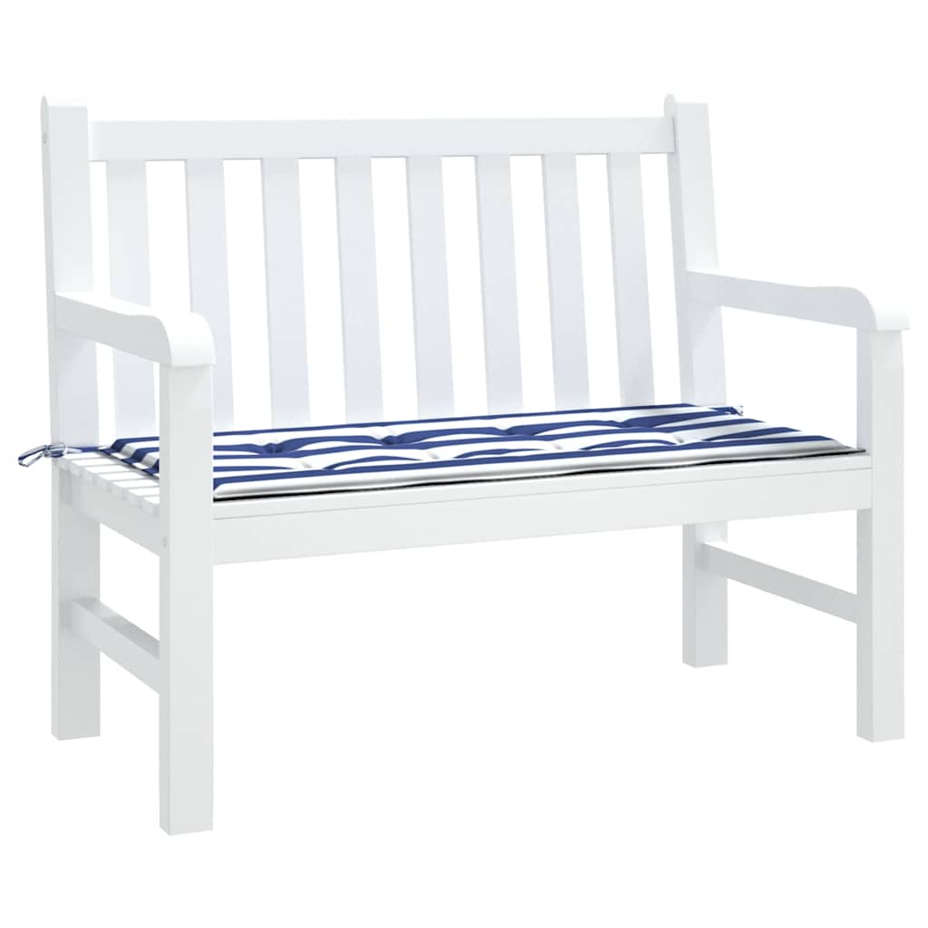 Almofadão p/ banco jardim 100x50x4 cm tecido oxford azul/branco